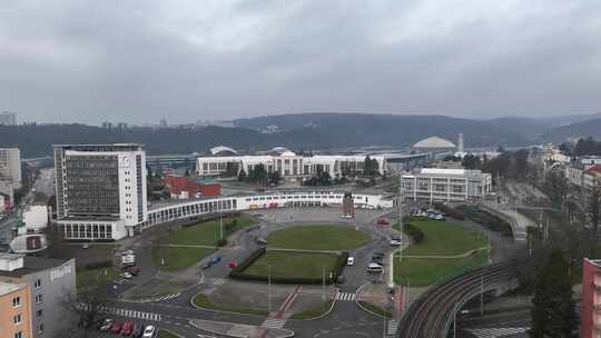 捷克共和国布尔诺市展览中心鸟瞰图视频素材模板下载