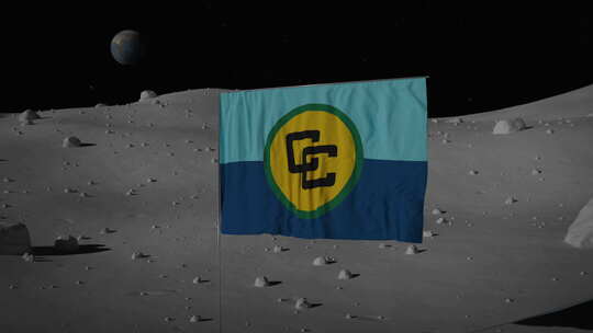 月亮上的加共体旗帜|UHD|60fps