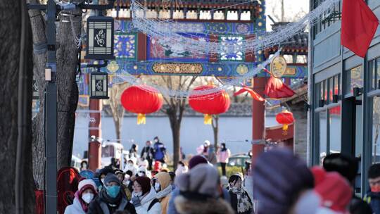 北京春节步行街游客