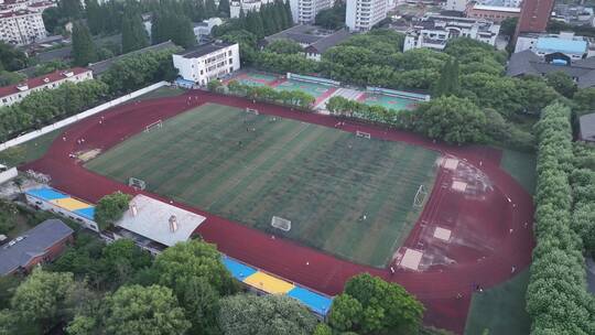 上海师范大学田径场航拍视频素材模板下载