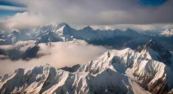 雪山云雾阳光山峰云海日出自然生态环境风景