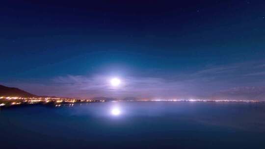 湖面夜景视频素材模板下载