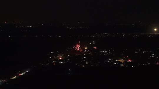 夜景 航拍 过年 放烟花 年味 城市