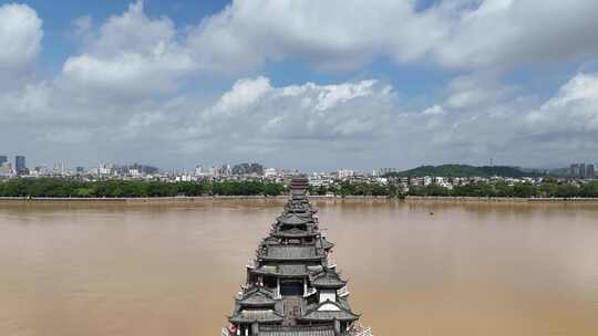 广东潮州广济桥历史文化古建筑航拍