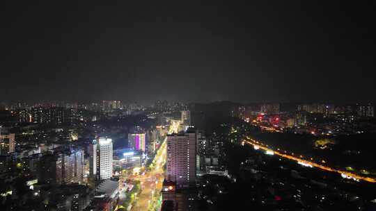 航拍四川自贡夜景自贡城市风光