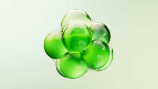 抽象透明绿色球体背景三维渲染