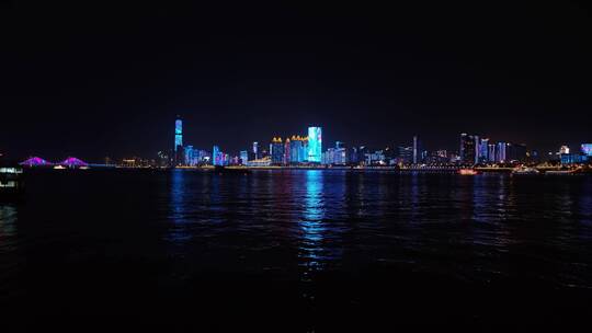 武汉江滩夜景灯光航拍