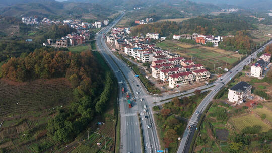 浙江义乌大陈乡村道路秋色风光航拍合集