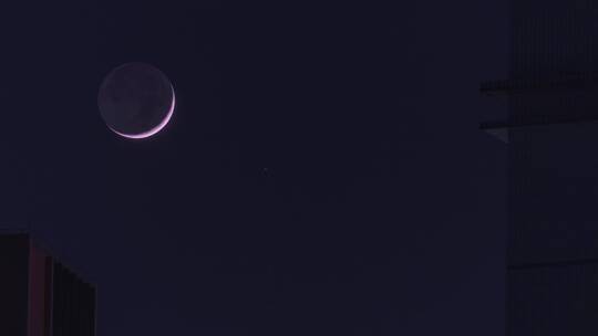 夜晚天空一轮月亮缓缓落下延时视频素材模板下载