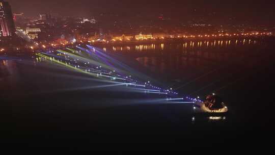 青岛栈桥激光秀航拍灯光秀