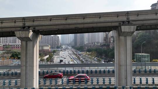 重庆轻轨交通航拍视频素材模板下载