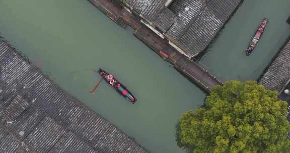 浙江绍兴安昌古镇冬季雪景航拍