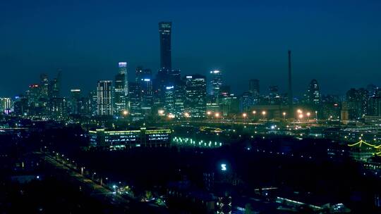 城市夜景航拍延时4k