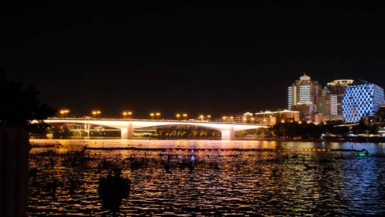 广西柳州夜景柳江音乐喷泉风景水龙舞龙