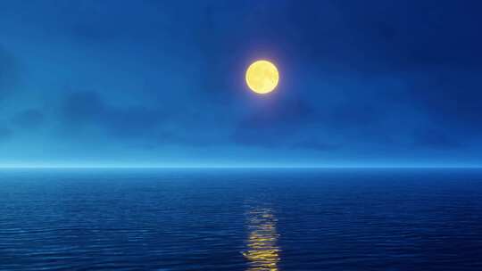 金色月亮 湖面月亮 海上月亮