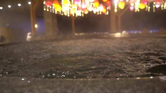 青岛红树林汤泉，冬季泡温泉视频素材模板下载