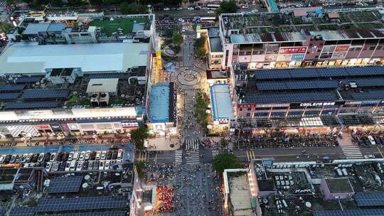 深圳大浪商业圈步行街夜景人流航拍