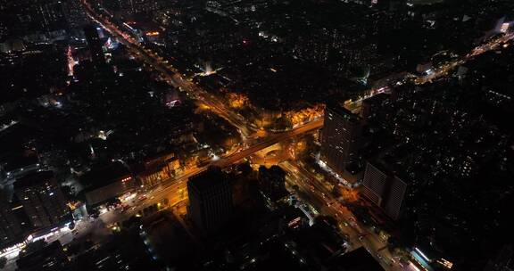 广州客村立交航拍夜景交通