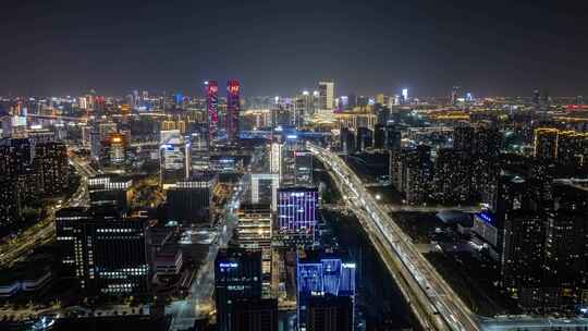 杭州滨江区夜景延时