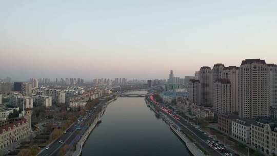 天津海河风景线日落风光