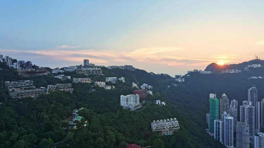 航拍香港太平山山顶住宅