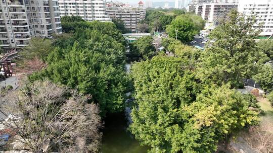 航拍福州城市内河河流 福州白马河