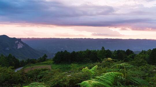 山区夕阳晚霞延时