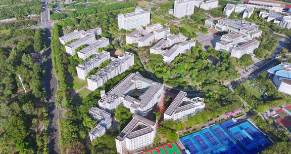 广州大学城航拍广州中医药大学校园教学楼