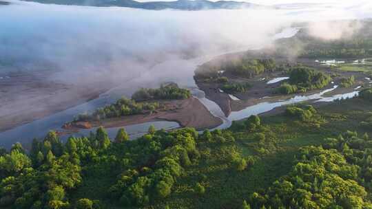 航拍河谷湿地云雾20240823-20