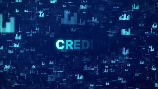 CREDIT概念在带有图表、数字和矩阵代