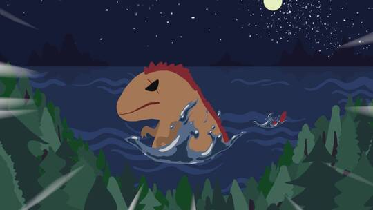 怪兽卡通动画mg夜晚野外奥特曼喷火动漫