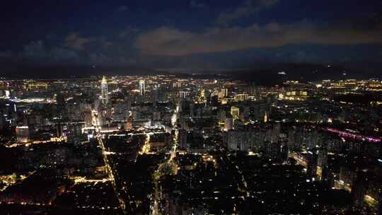 浙江温州城市夜景灯光航拍