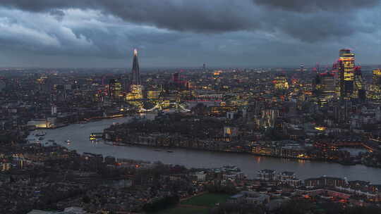 欧洲英国伦敦金融城市中心都市繁华夜景建筑