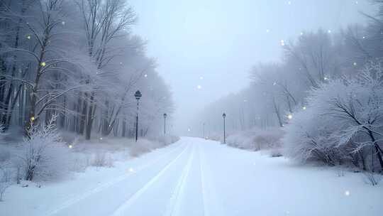 冬季白雪覆盖的景色4k舞台粒子活动背景