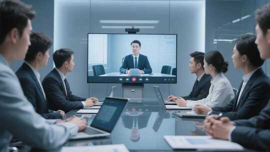 商务人士远程视频会议场景