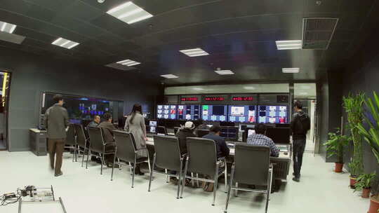 电视台播出监看机房 延时拍摄素材