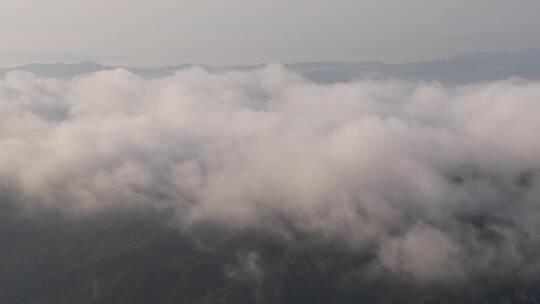 航拍威海市区里口山附近 的平流雾4K