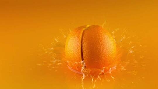 切开的橙子落下