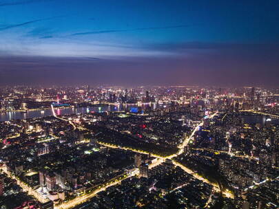 武汉夜景灯光秀航拍延时