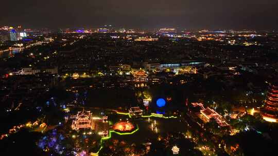 航拍苏州盘门景区中秋灯会夜景