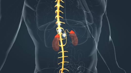 医学人体器官肾脏内分泌系统肾上腺三维动画