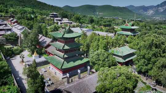 航拍河南登封嵩山少林寺楼阁