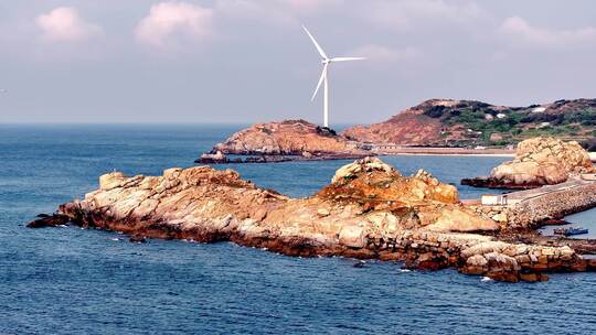 海上风力发电 岛屿 4K素材
