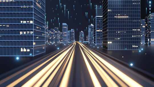 智慧城市科技城市马路穿梭