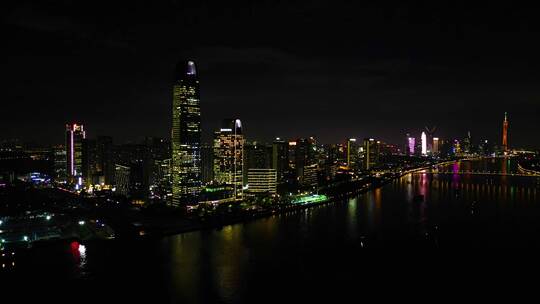 4k琶洲珠江新城东圃两岸夜景航拍长镜头视频素材模板下载
