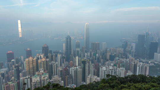 香港太平山拍维多利亚港4K日转夜延时