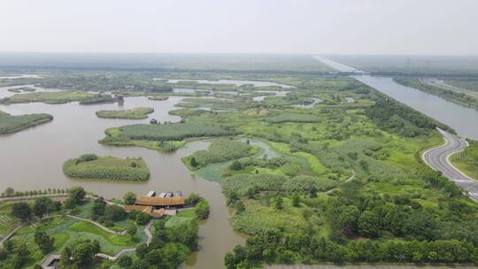 航拍宁波慈溪市杭州湾国家湿地公园4K航拍视频素材模板下载