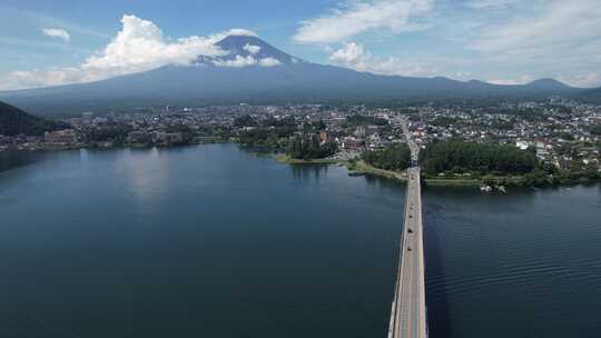 日本富士山附近的山梨县富士河口湖景观