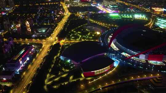 南京市玄武区车流夜景航拍延时素材视频素材模板下载