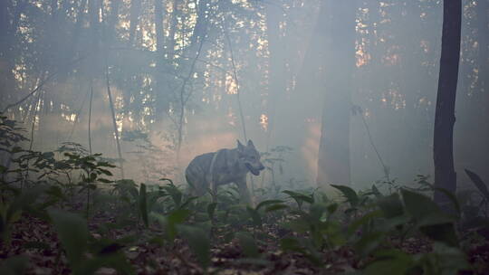 灰狼在树林里